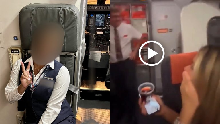 Pilot and flight attendant goes viral inside airplane bathroom