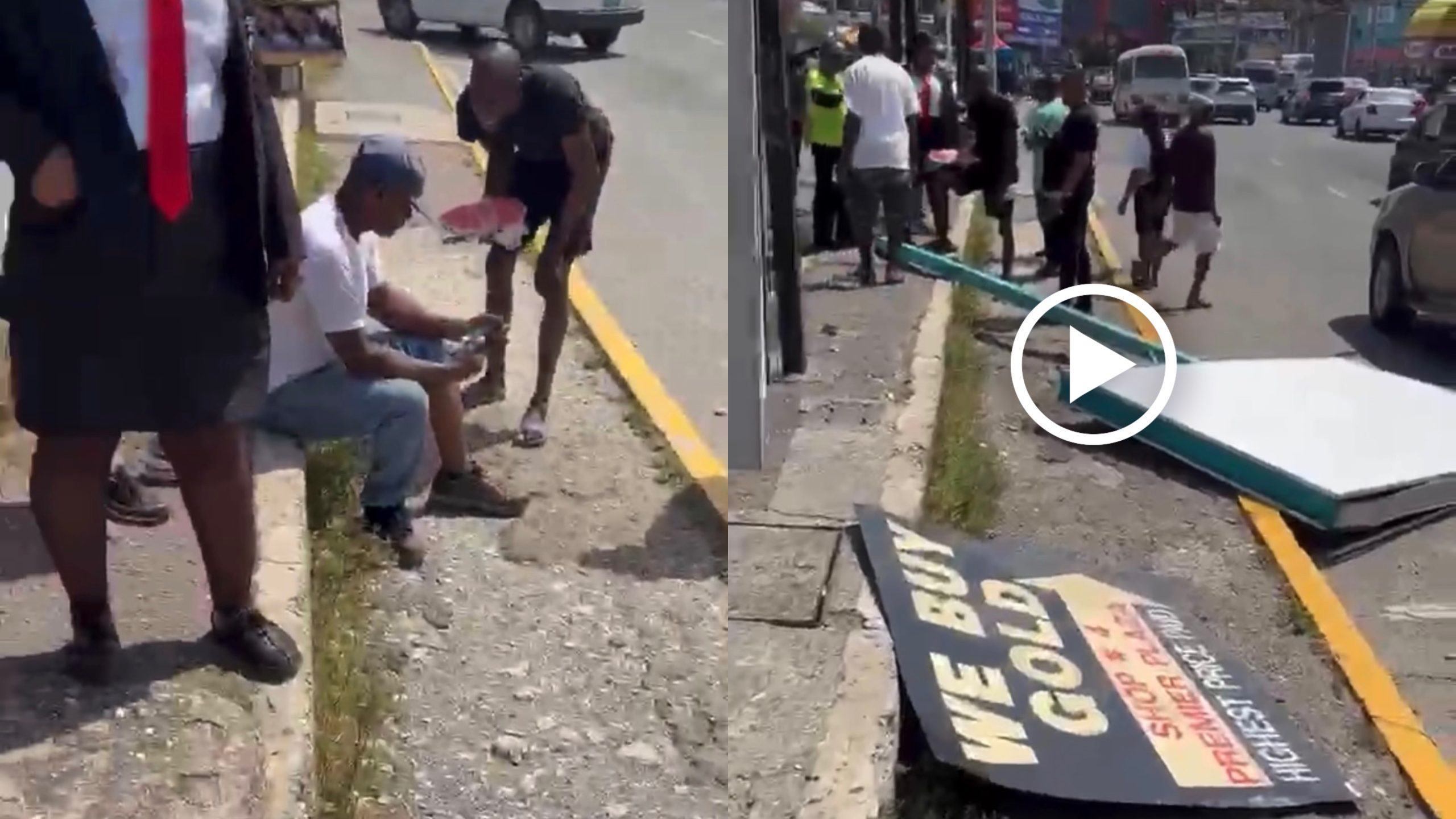 Man injured after massive sign collapse on sidewalk in Half-Way Tree
